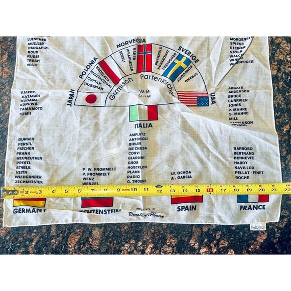 Autograph Ski Scarf Featuring International Flags & Names Vintage - Picture 4 of 5
